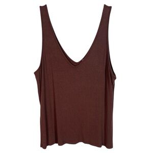 BKE Brown Ribbed Tank Top Blouse